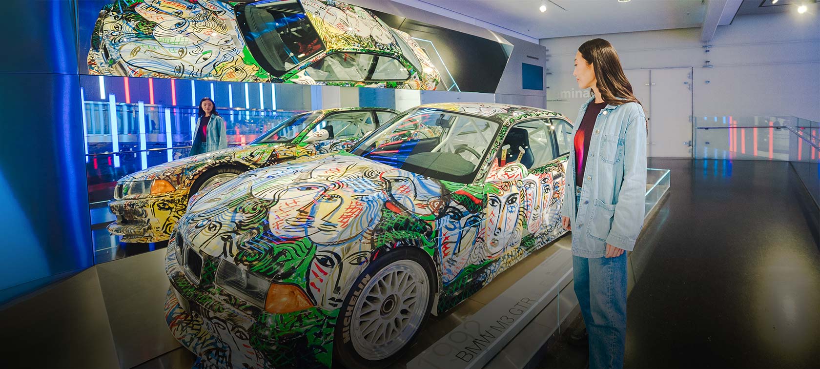 BMW with artistic decorations in the Art Car exhibition of the BMW Museum