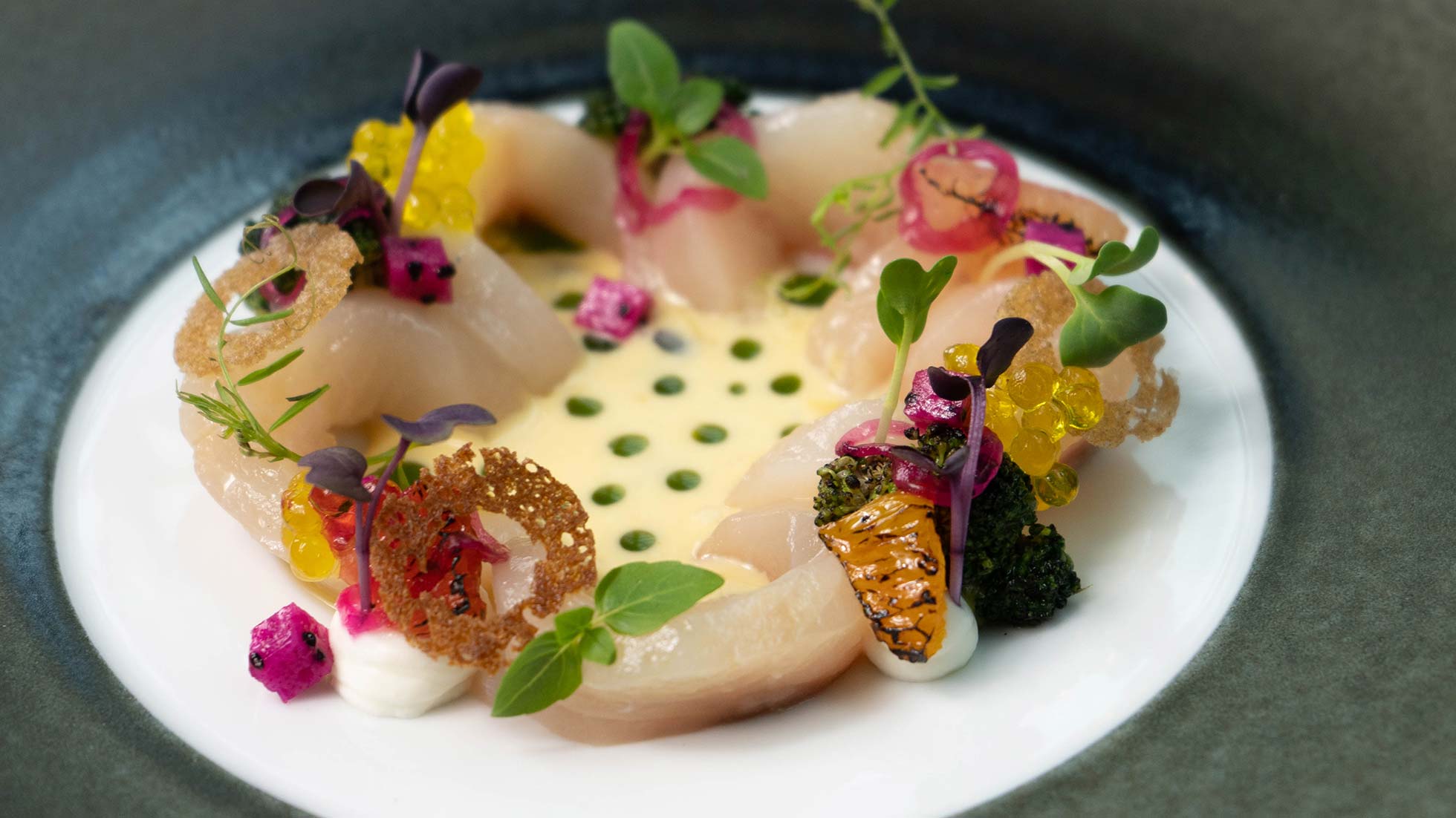 fine sashimi with delicate garnish fine sashimi with delicate garnish