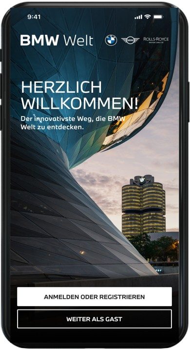 BMW Welt Welcome Screen with Architecture