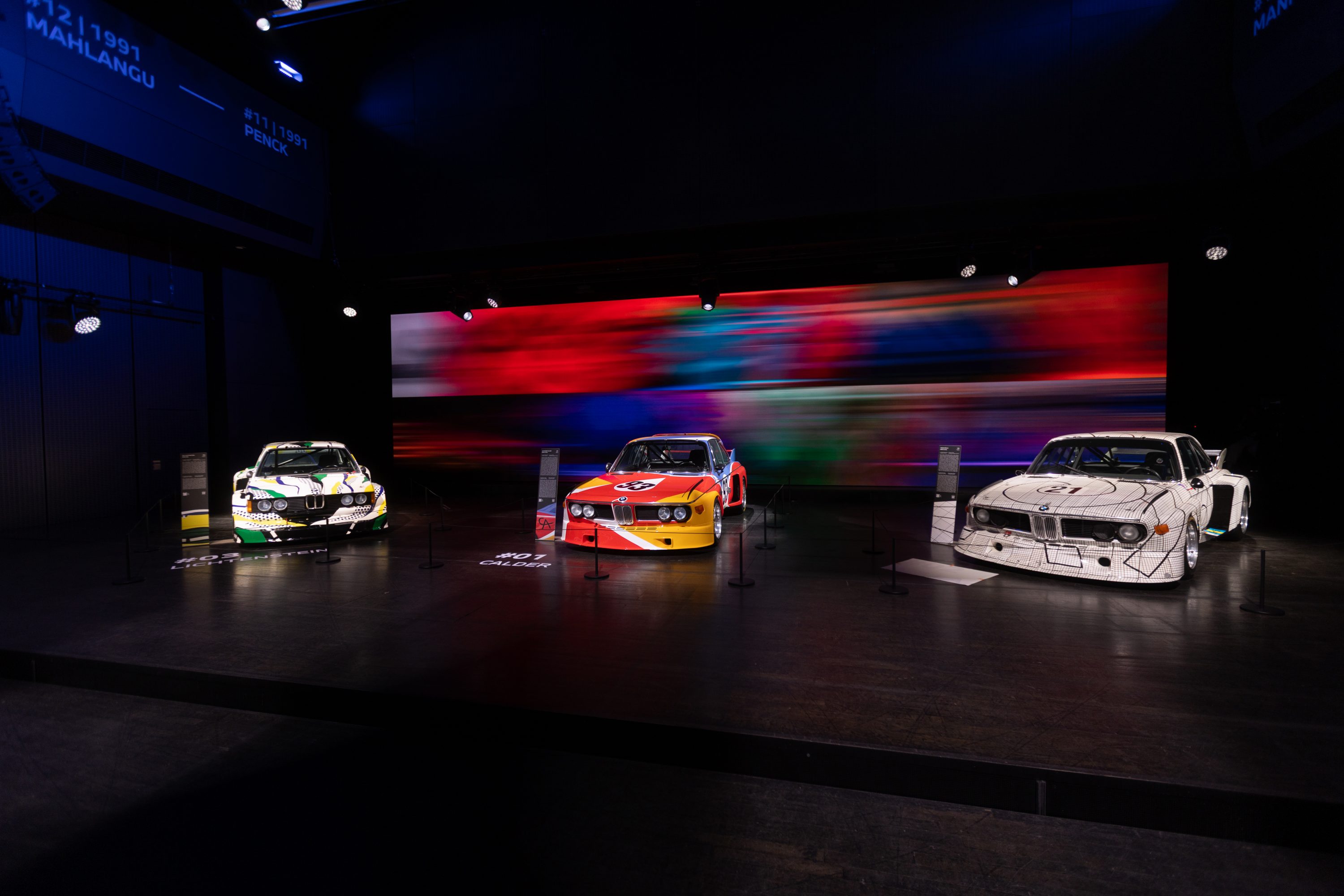 BMW 3.0 CSL and BMW 320i Art Cars by the artists Alexander Calder, Frank Stella and Roy Lichtenstein.